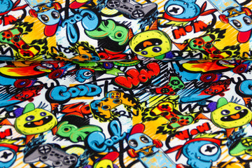 Restmenge 80 cm Jersey Graffiti, bunt